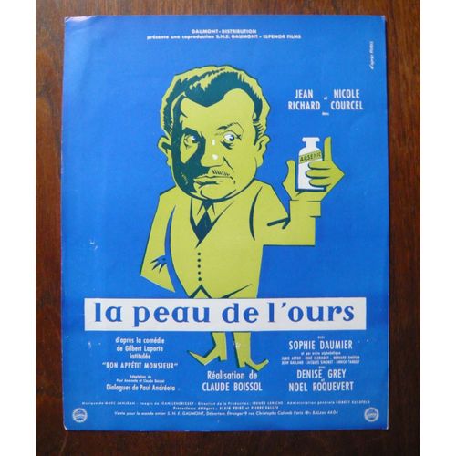 Affichette Du Film La Peau De LOurs (1957) 