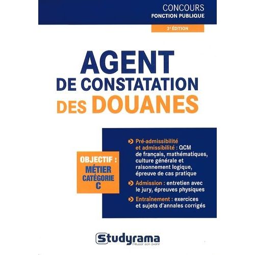 Agent De Constatation Des Douanes    Format Broch 