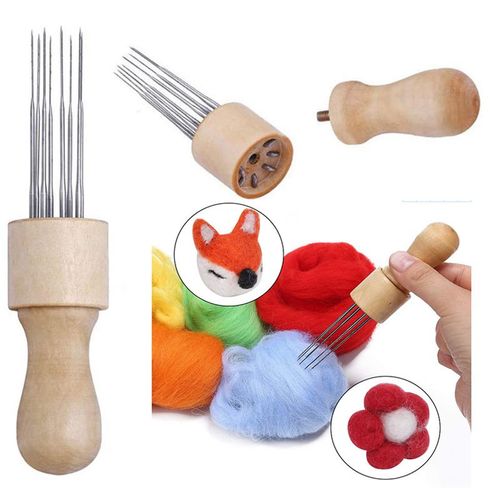 Aiguilles De Feutrage En Laine, Outils De Bricolage Artisanal, Support De Poigne En Bois Massif, Aiguille Simple Et Multi-Fine Pour Feutrage Cratif