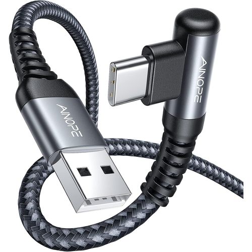 Ainope Lot De 2 Cbles Usb C - 3,1 A - Charge Rapide - En Nylon Tress Durable - Angle Droit - Compatible Avec Galaxy Note 10, 9, S10, S8 Plus, S21, A10e, S9 - 1 M + 1 M