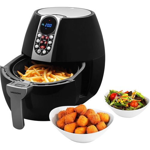 Air Fryer E10 S (Friteuse Sans Huile  Air Chaud, Capacit 4 L, 1500 W, 8 Programmes Automatiques, Rgulation De La Temprature Et Du Temps, Petit Et Facile  Util R, Md17320) Noir