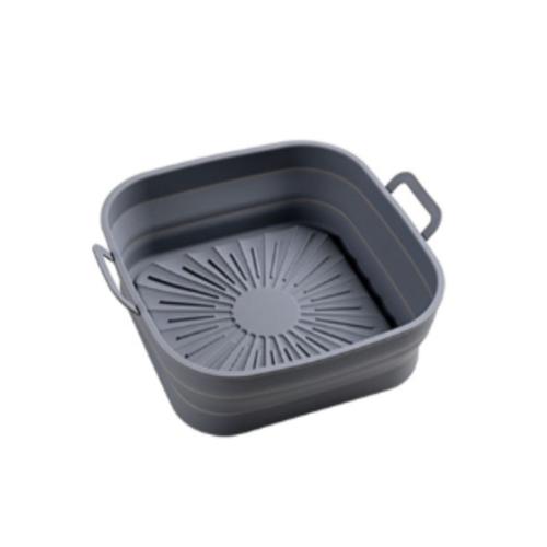 Airfryer Pot Plat Carr Pliable INF Moule en silicone carr pliable 17,5 cm Gris