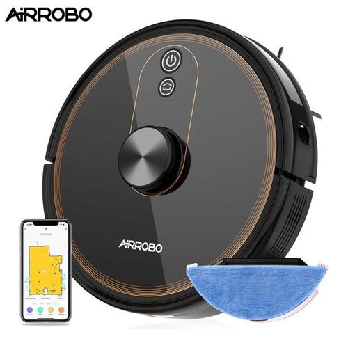AIRROBO T9 Aspirateur Robot 3000Pa, 2 en 1 Robot Aspirateur Laveur, Navigation Laser Intelligente, WiFi & Alexa & App Connect, Auto-Chargement, 5200mAh Idal pour Poils d'animaux, Tapis