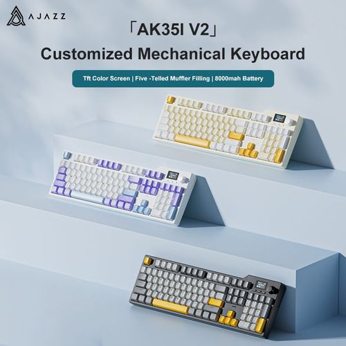 AJAZZ-AK35i V2 Max RGB wireless mechanical gaming keyboard, Leic mode, 104 keys, Bluetooth 2.4GHz, laptop