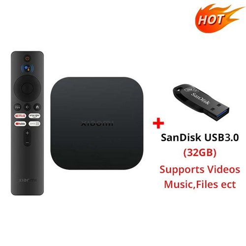 Ajouter 32 Go de sandkisk - Xiaomi-Mi Smart TV Box S 2nd Isabel, version globale, 4K Ultra HD, streaming, lecteur multimdia, Faades-Core, Cortex A55, BTstimule, en stock