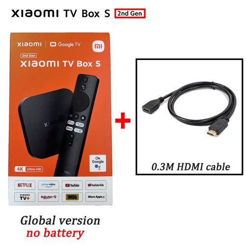 Ajouter le cble HDMI - Xiaomi-Mi Smart Box S IPTV, version globale, 2 Go, 8 Go, Dolby Vision, HDR10 +, assistant Google, Ultra HD, bt stimule, 2nd Isabel, 4K