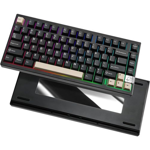 Al75 Pro 75% Clavier Sans Fil Game,Clavier Mcanique En Aluminium Bt/2.4G/Filaire Avec Touches Pbt,Joint Mont  Chaud Swap Rgb Clavier Pour Mac/Win (Black, Blue Grey Tactile)[CLA670302]