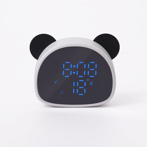 Alarme Numrique En Forme De Panda, Affichage Miroir De La Temprature Et De L'heure, Horloge Numrique  Led Avec Commande Vocale, Horloge De Bureau Pour Enfants