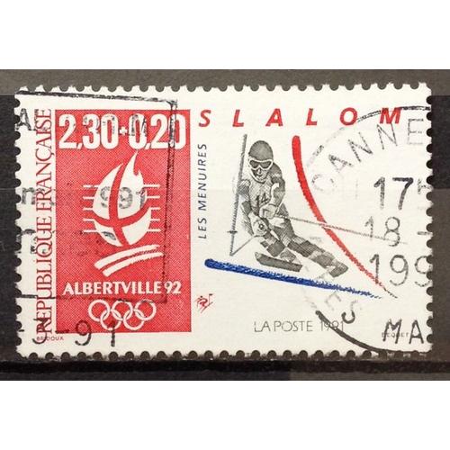 Albertville 92 - Slalom 2,30+0,20 (Trs Joli N 2676) Obl - France Anne 1991 - N18013