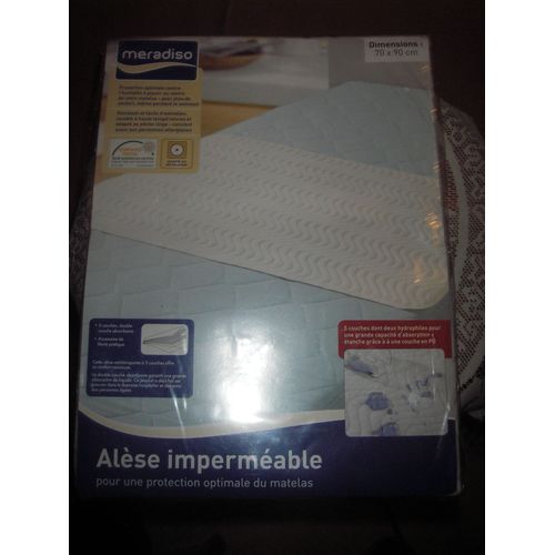 Alse Impermable Antidrapante De Marque Mradiso ,Dimensions :70 X 90 Cm ,Pour Une Protection Optimale Du Matelas ,5 Couches Doubles Dont 2 Hydrophiles Pour Une Grande Capacit D'absorption .