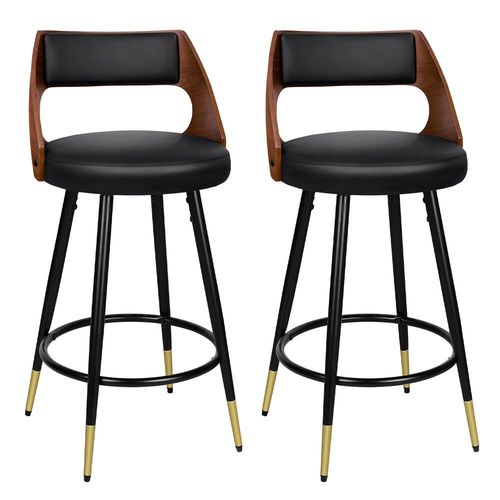 Alfordson Ensemble De 2 Tabourets De Bar, Tabouret De Cuisine Pivotant Avec Hauteur De Sige De 65 Cm, Tabouret De Comptoir En Bois Dot DUn Appui-Pied Et De Niveleurs De Pieds Rglables, Noir
