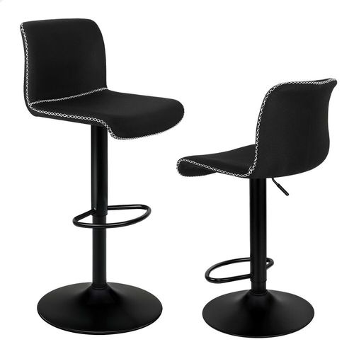 Alfordson Tabouret De Bar Rglable Avec Pivot  360 Et Vrin  Gaz - Sige En Cuir Pu Boutonn, Base Solide, Design Odette Pour Comptoir De Cuisine Ou lot, Noir