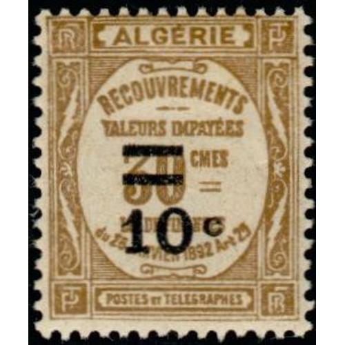Algrie, Colonie Franaise 1926 / 32, Trs Beau Timbre Taxe Neuf** Luxe Yvert 21, Recouvrement Valeurs Impayes, 30c. Bistre Surcharg 