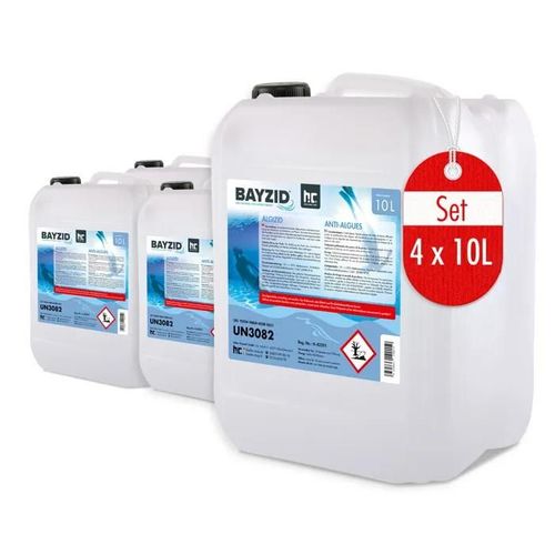 Algicide Anti Algues Pour Piscine - 4 X 10 L (40 L), Bayzid - Double Action Curative Et Prventive - Efficace Contre Bactries