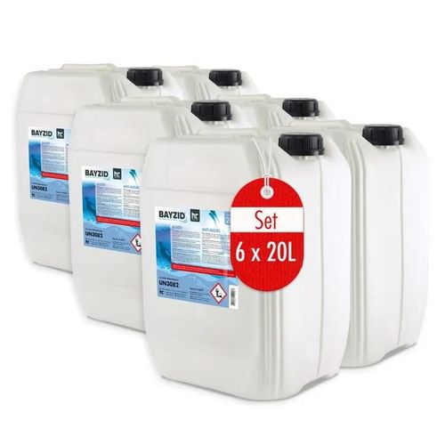 Algicide Anti Algues Pour Piscine - 6 X 20 L (120 L), Bayzid - Double Action Curative Et Prventive - Efficace Contre Bactries