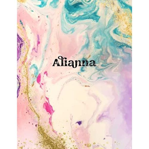 Alianna: Water Color Style - Personal Name Wide Lined Rule Paper | Notebook Pink & Gold Stars Confetti Glitter For Writing Journal Or Diary Women & ... Day 160 Pages Size 8.5x11inch | Matte Finish   de Guzman, Iris  Format Broch 