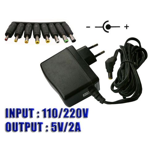 Alimentation externe AC DC - 220V vers 5V 2A AVEC 8 DIFFERENTS EMBOUTS ADAPTABLES AVEC 8 DIFFERENTS EMBOUTS ADAPTABLES