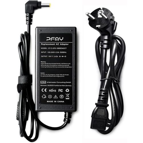 Alimentation Ordinateur Portable Chargeur Adaptateur 19V 3,42A 65W AC Adapter pour Toshiba Satellite C50 C55 C55D C55T C75 C75D C650 C650D C665 C665D C660 C675 C850 C850D C855 C870 Notebook