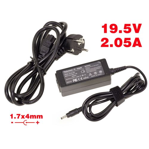 Alimentation pour PC Portable 19.5V 2.05A embout 1.7x4mm - Compatible HP Mini 110 110-3030nr 110-3135dx 626028-001 A040R01AL-HW01