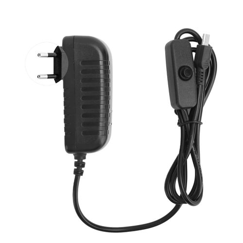 Alimentation pour Raspberry Pi 5V 3A avec bouton de commutation adaptateur Micro USB intégré prise 100-240VEU