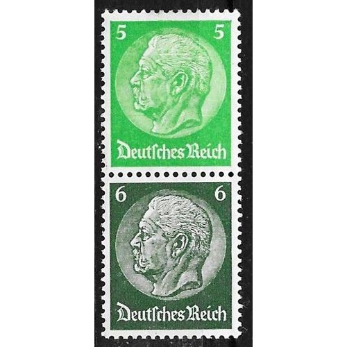 Allemagne, 3me Reich 1933 / 36, Trs Beau Mini-Bloc 2 Timbres Neufs** Luxe Yvert 486 - 487, Marchal Hindenburg 5pf. Vert Clair Et 6pf. Vert Fonc.