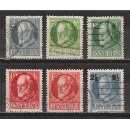 Allemagne, Bavire (Bayern), 1916-1920, N110  115, Oblitrs.