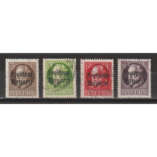 Allemagne, Bavire (Bayern), 1919, Timbres Surchargs, N152 + 153 + 155 + 164, Oblitrs.
