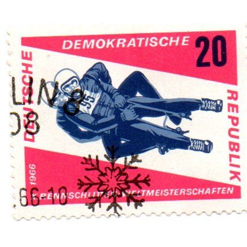 Allemagne Ddr 1966 : 10 Championnat Du Monde De Luges,  Friedrischsroda : Biplace - Timbre Oblitr -