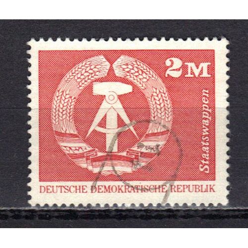 Allemagne Ddr 1973 : Blason De La R.D.A. - Timbre 2 M. Rouge-Brun Oblitr