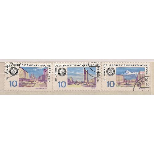 Allemagne(Ddr)- 3 Timbres Oblitrs- 20me Anniversaire Ddr 