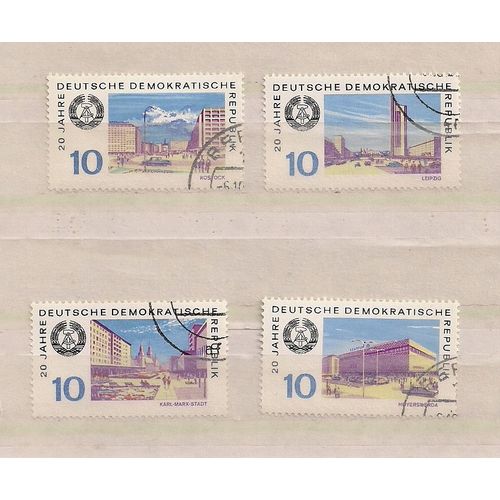 Allemagne (Ddr)- 4 Timbres Oblitrs- 20me Anniversaire De La D.D.R