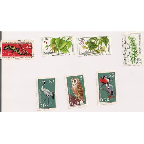 Allemagne (Ddr)- 4 Timbres Oblitrs Et 3 Neufs- Nature (Fleurs Et Animaux)