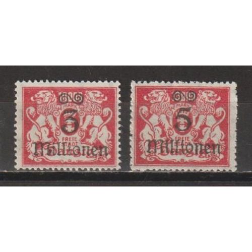 Allemagne, Freie Stadt Danzig, 1923, N166 + 167, Neufs.