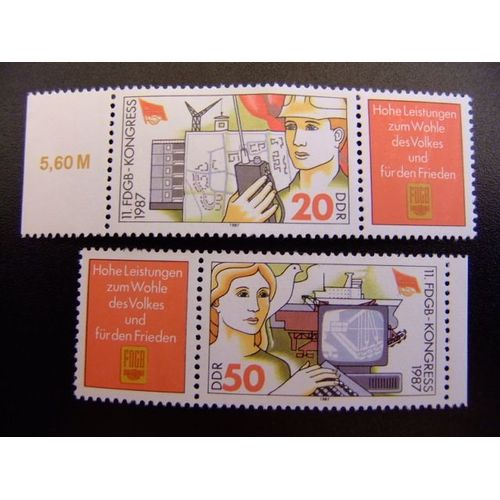Allemagne Orientale - Ddr -1987 - 11 Congrs Des Syndicats - Yvert & Tellier N 2707 /2708 ** Mnh
