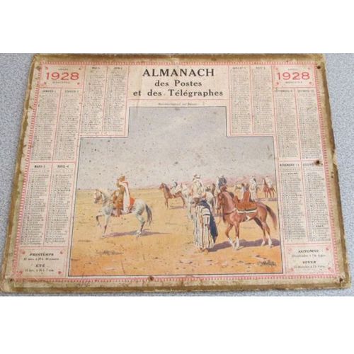 Almanach Des Postes Et Tlgraphes 1928- Edition Des Ctes Du Nord- Image Reconnaissance Du Dsert- Calendrier D'origine Retrouv Dans Un Grenier
