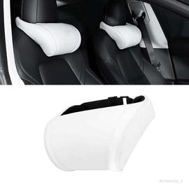 Almencla Coussin d'appui-tête d'oreiller de cou de siège de voiture,  coussin doux protecteur adapté pour Tesla 3/Y/x/S bande réglable facile à  Blanc