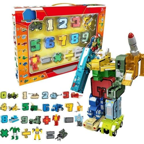 Alphabet numros transformateurs Robot Maths Jouets ducatifs btiment Construction Bloc Puzzle vhicule Militaire modle rservoir Missile hlicoptre Combattant.[Y1082]