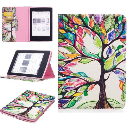 Amazon Kindle Paperwhite 4 2018 Coque, Saturcase Beau Motif Pu Cuir Flip Portefeuille Support Porte-Carte Protecteur Coque Avec Auto Rveil / Sommeil Housse tui Pour Amazon Kindle Paperwhite 4 2018 (Bo-1)