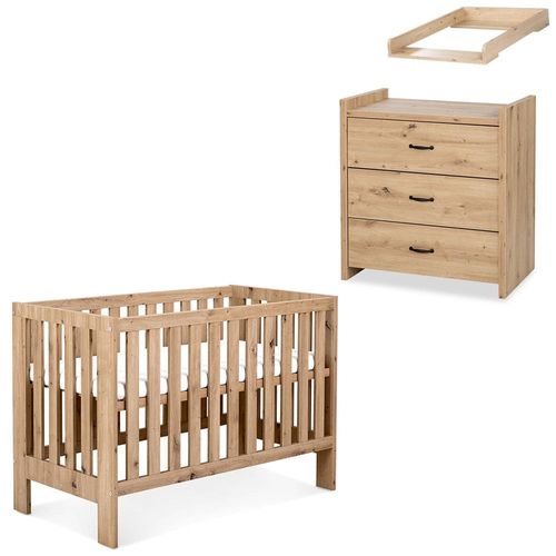 Amelia Ii Ensemble Bb Commode  Langer Et Lit volutif 120x60 Chne Sans Tiroir
