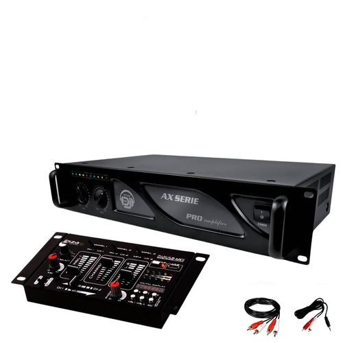 Amplificateur sono 2 x 1000W MY DEEJAY AX-2000 MyDj + Table de mixage DJ21 4 voies 7 entres + USB