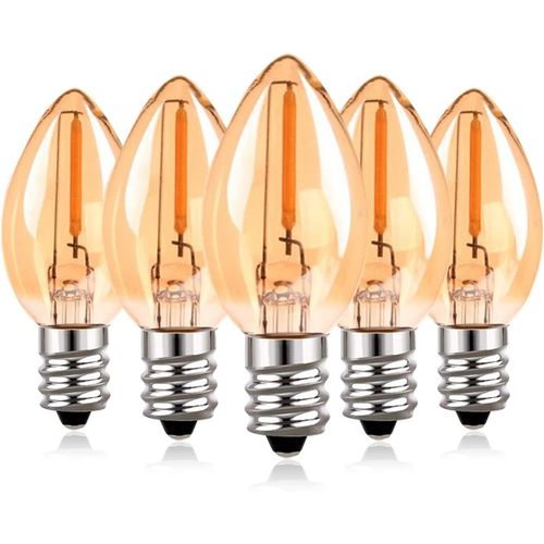Ampoule C7 E12 220v Led 0.5w Petite Ampoule De Rechange Vintage Edison Pour Veilleuse/Guirlande Lumineuse  La Noix De Coco 2200 K Super Chaudes,50 Lumens Non Dimmable,Lot De 5