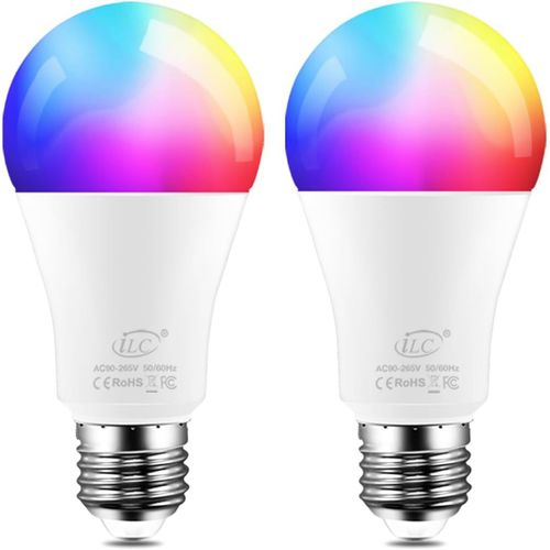 Ampoule Connecte Alexa E27, Compatible Avec Alexa Commande Vocale (Appareils Echo Requis), Ampoule Led E27 Multicolore + Blanc Chaud 2700k (2-Pack)[Amp744243]