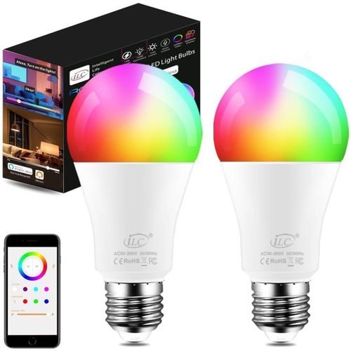 Ampoule Connecte Alexa E27, Compatible Avec Alexa Commande Vocale (Appareils Echo Requis), Ampoule Led E27 Multicolore + Blanc Froid 6000k (2 Pack)[Amp747748]
