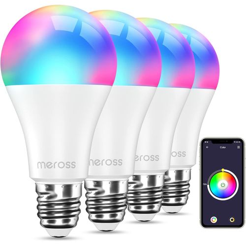 Ampoule Connecte, Ampoule Led Compatible Avec Alexa Et Google Home, Lot De 4 Ampoules Wifi Rgbww Dimmable Multicolore E27 (quivalente 60w) Avec Commande Vocale Et Contrle  Dist[Amp742027]