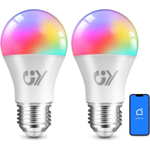 Ampoule Connecte Bluetooth Mesh Led E27 A60 6.5w 1050lm, Intelligente Dimmable Ampoule Multicouleurs Rgb + Blanc Chaud/Froid 2700k-6500k, Changement De Couleur Synchronis Avec La[Amp742294]