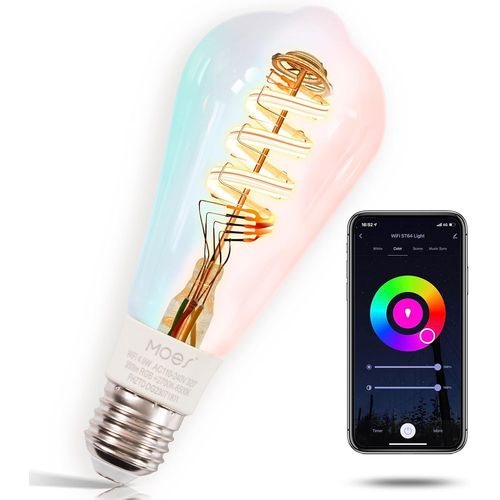 Ampoule Connecte E27,5w,350lm 2700k-6500k Wifi Alexa Led Light Rgb+Ww,Dimmable,Synchronisation Musicale,16 Millions De Couleurs,Compatible Avec Alexa,Google Home