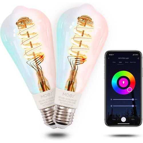 Ampoule Connecte E27, 5w, 350lm 2700k-6500k Wifi Alexa Led Light Rgb+Ww, Dimmable, Synchronisation Musicale, 16 Millions De Couleurs, Compatible Avec Alexa, Google Homee 2pcs[Amp748536]