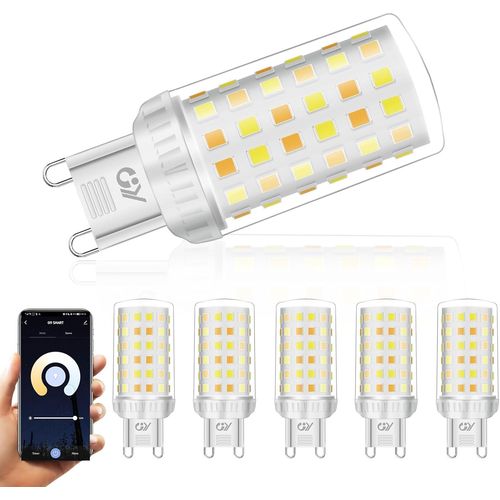 Ampoule Connecte G9 Wifi 4w 440lm, Ampoule Led G9 Dimmable (2700k-6500k) Compatible Avec Alexa/Google Home, Tuya/Smart Life, Lot De 5[Amp740914]
