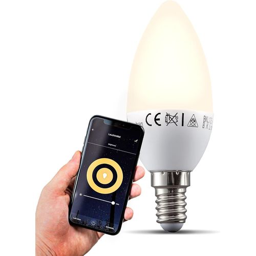 Ampoule Connecte Led E14, 5,5w, 470lm, Blanc Chaud 2.700k, Dimmable, Commande Vocale Par App, Ios & Android, Smartphone Contrle Par Wifi[Amp746305]