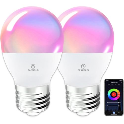 Ampoule Connecte Wifi Alexa E27 G45 4,9w 470lm Ampoule Led Intelligente Rgb+Cct 2700k-6500k, Compatible Avec Google Home, Smart Life App, 2pcs[Amp746452]